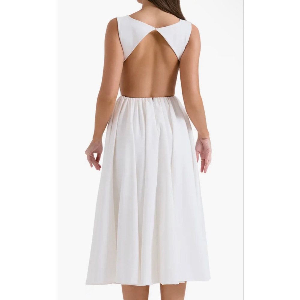 HOUSE OF CB White Cindy Sleeveless Twill Midi Cocktail Dress XS NWT - Picture 2 of 7